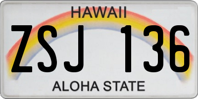 HI license plate ZSJ136