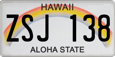 HI license plate ZSJ138