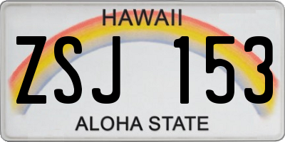 HI license plate ZSJ153