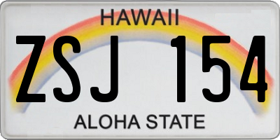 HI license plate ZSJ154