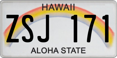 HI license plate ZSJ171