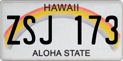 HI license plate ZSJ173