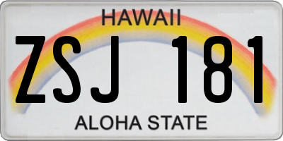 HI license plate ZSJ181