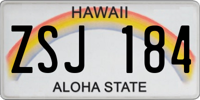 HI license plate ZSJ184