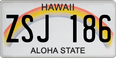 HI license plate ZSJ186