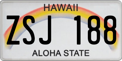 HI license plate ZSJ188