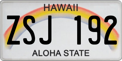 HI license plate ZSJ192