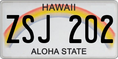 HI license plate ZSJ202