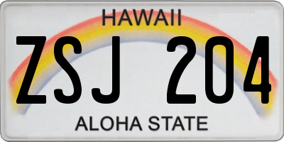 HI license plate ZSJ204