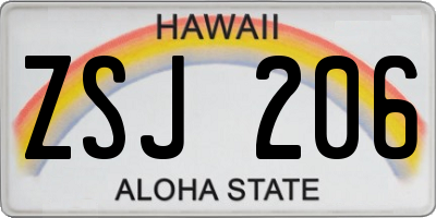HI license plate ZSJ206