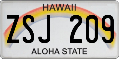 HI license plate ZSJ209