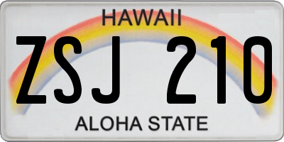 HI license plate ZSJ210