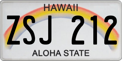 HI license plate ZSJ212