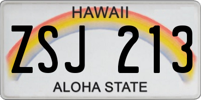 HI license plate ZSJ213