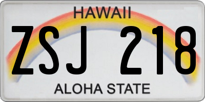 HI license plate ZSJ218