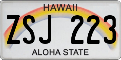HI license plate ZSJ223