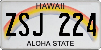 HI license plate ZSJ224