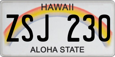 HI license plate ZSJ230