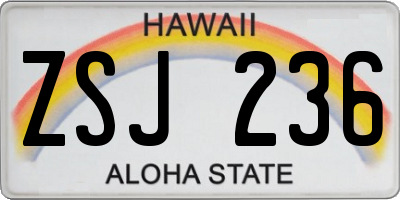 HI license plate ZSJ236