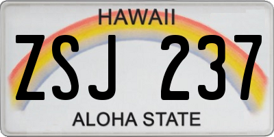 HI license plate ZSJ237