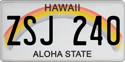 HI license plate ZSJ240
