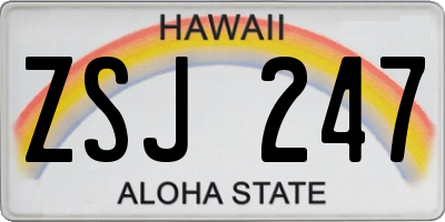 HI license plate ZSJ247