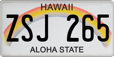 HI license plate ZSJ265