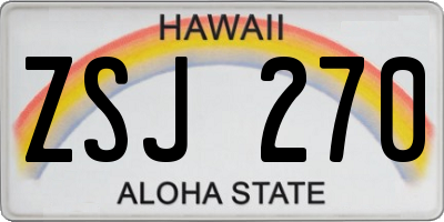 HI license plate ZSJ270