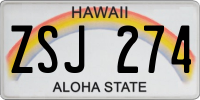 HI license plate ZSJ274
