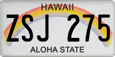 HI license plate ZSJ275