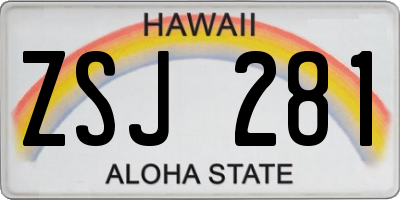HI license plate ZSJ281