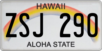 HI license plate ZSJ290