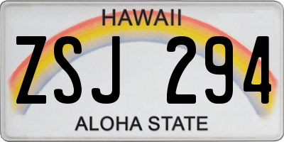 HI license plate ZSJ294