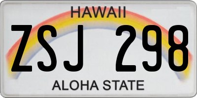 HI license plate ZSJ298