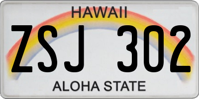 HI license plate ZSJ302