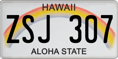 HI license plate ZSJ307
