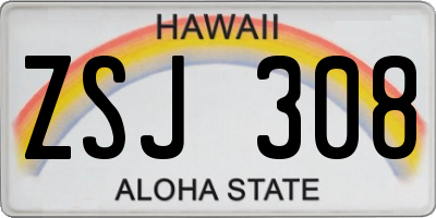 HI license plate ZSJ308
