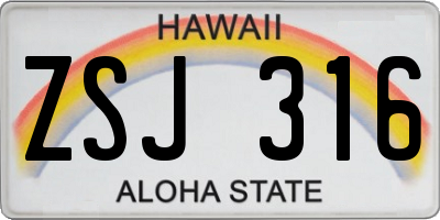 HI license plate ZSJ316