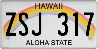 HI license plate ZSJ317