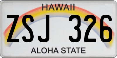 HI license plate ZSJ326