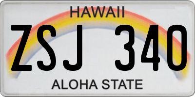HI license plate ZSJ340