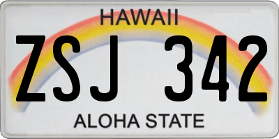 HI license plate ZSJ342