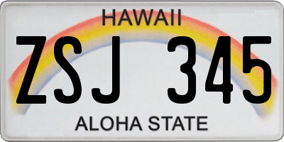 HI license plate ZSJ345