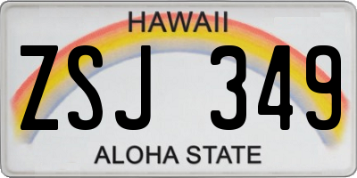 HI license plate ZSJ349