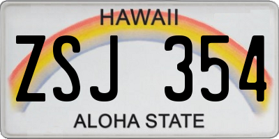 HI license plate ZSJ354