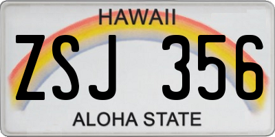 HI license plate ZSJ356
