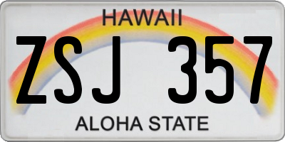 HI license plate ZSJ357