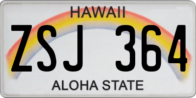 HI license plate ZSJ364