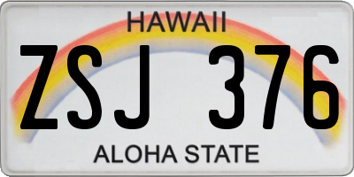 HI license plate ZSJ376