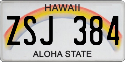 HI license plate ZSJ384